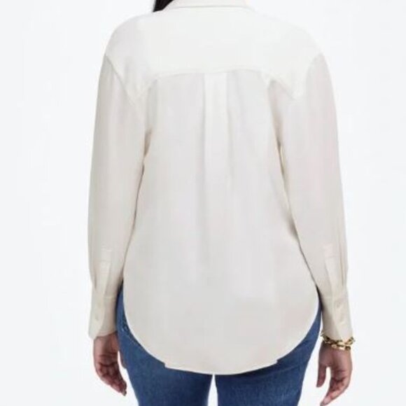 NWT | Madewell Contrast-Stitch Popover Button Up Lightweight Long Sleeves Shirt - Picture 5 of 7